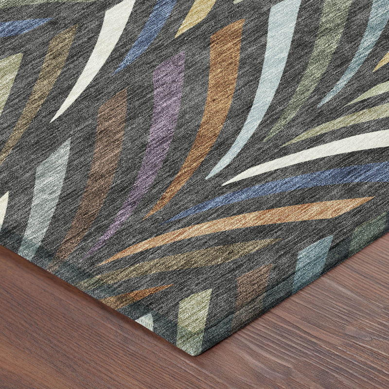 Machine Washable Indoor/Outdoor Chantille ACN2475 Mid-Century Modern Rug, 2'3" x 7'6" Runner, Charcoal