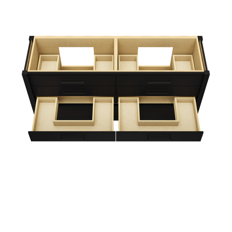 Meuble-lavabo double tiroir Kiawah, Noir, Noir mat, 72"