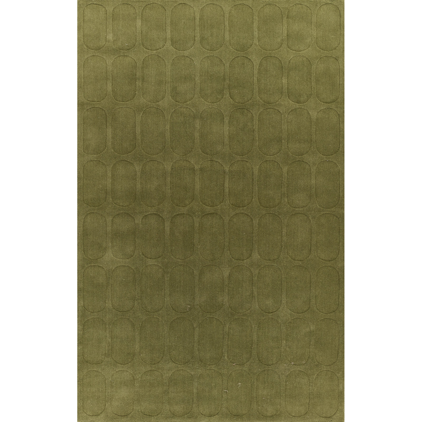 Aldery Green Hand-Loomed Geometric Wool Rug, 7'10" X 10'