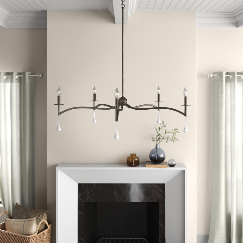 Lustre classique à 5 lumières de style bougie Mager, Noyer