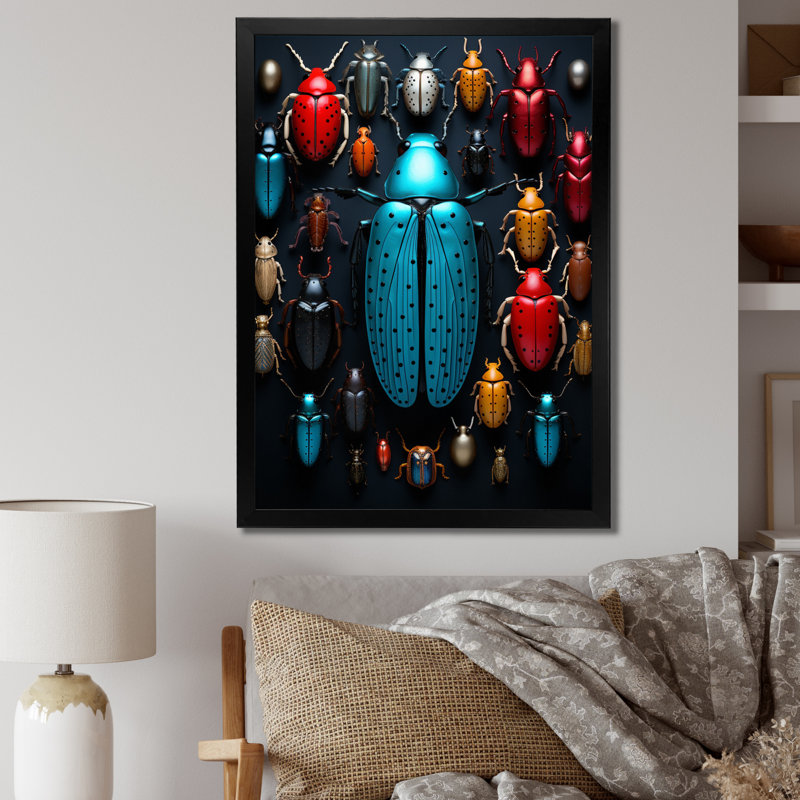 " Insects Bugs Tiny Wonders IV ", Black Picture Framed, 20" H x 12" W x 1" D