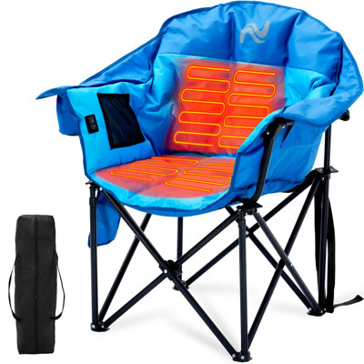 Fauteuil de camping chauffant surdimensionné, 3 niveaux de chaleur, fauteuil de camping pliant double zone, capacité de 227 kg, étanche IPX4