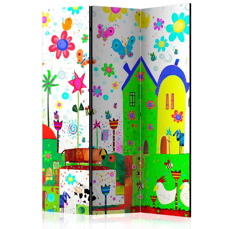 Grayland 135cm W x 172cm H 3 - Panel Solid Wood Folding Room Divider