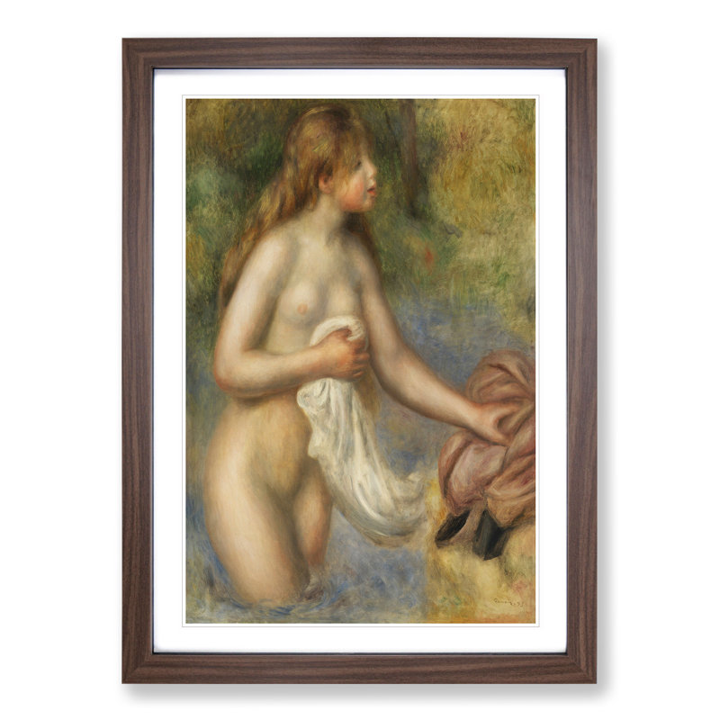 Bathing Girl by Pierre-Auguste Renoir - Picture Frame Painting, Walnut Framed, 48cm H x 36cm W x 2cm D