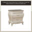 Table de chevet en bois massif blanc perle avec plateau en marbre, deux tiroirs