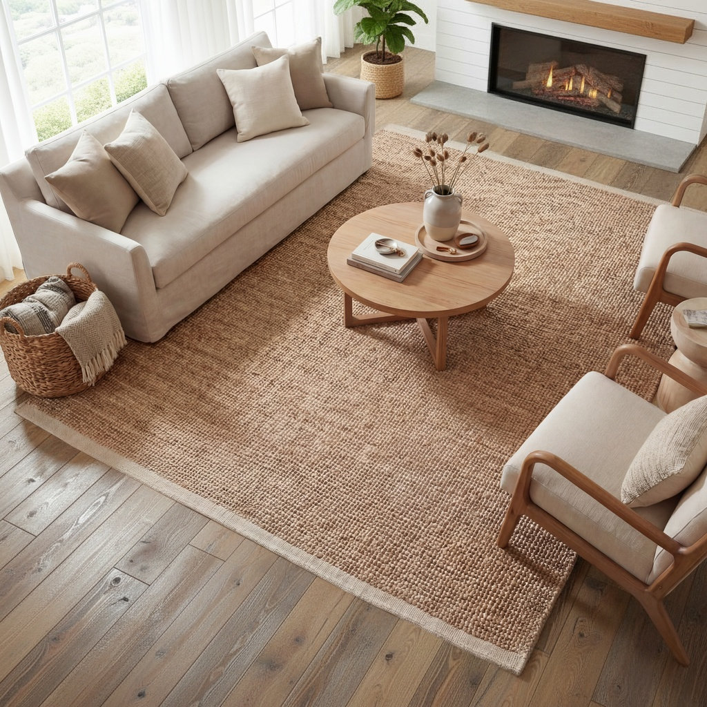 Handmade Natural Fiber Jute Rug, Rectangle 7'9" x 9'9"