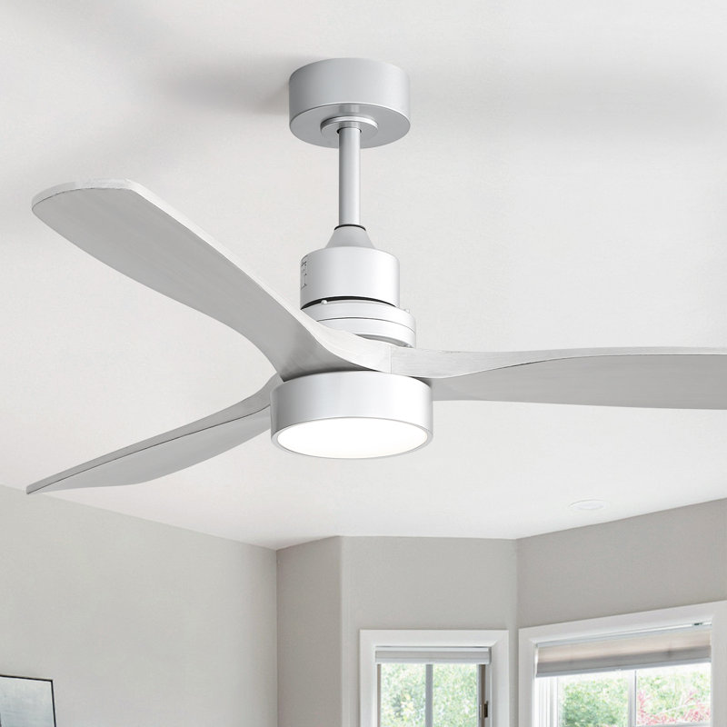 Ventilateur de plafond à DEL standard Kemp, Argent avec pales gris clair