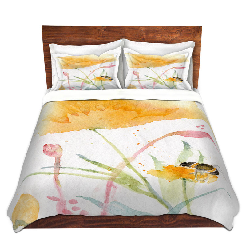 Ensemble de housse de couette en microfibre DiaNoche par Sheila Golden - Abeille et fleur