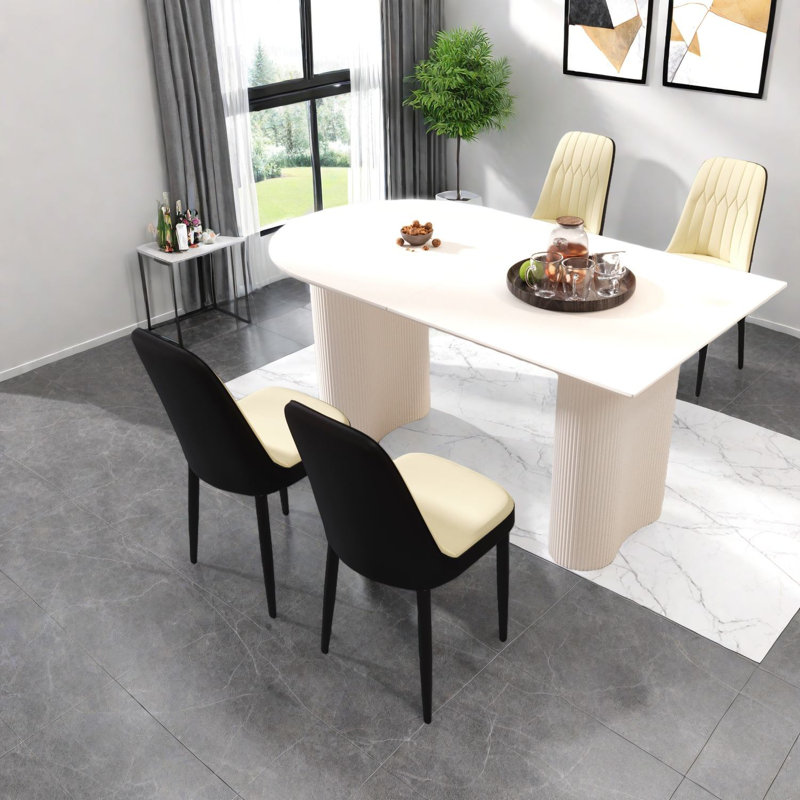 Ensembles de table de salle à manger, chaises en polyuréthane, crème et maison Modern Modern