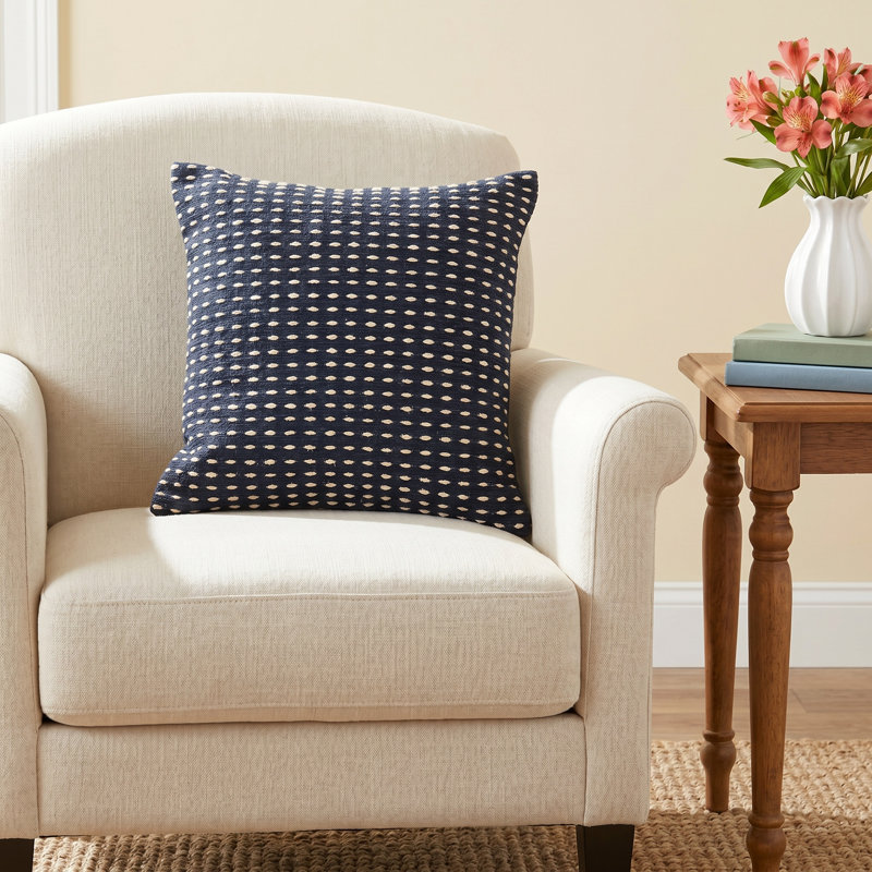 Elya Cotton Throw Pillow, Down Blend, Navy Blue