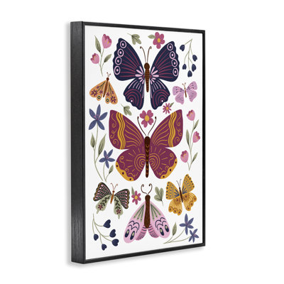 Art giclée symétrique par papillons et fleurs par JJ Design House LLC