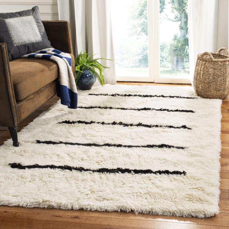 Jarmon Striped Wool Hand Woven Area Rug, Rectangle 183 x 274 cm