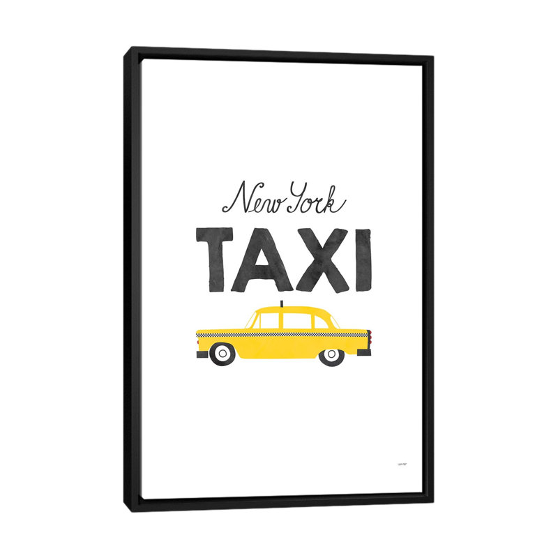 « new york taxi », impression sur toile, H 26 po x l 18 po x P 1,5 po, Toile avec cadre noir, Pas de tapis