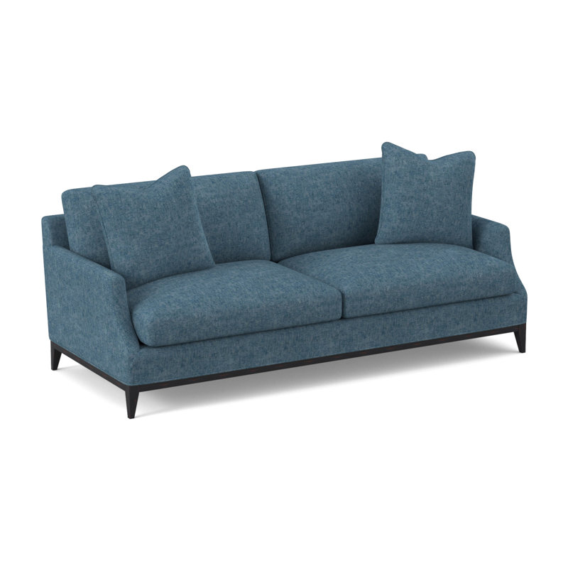 Porter Boucle and Velvet Sofa, Edworth Ocean Viscose, Vintage Ebony