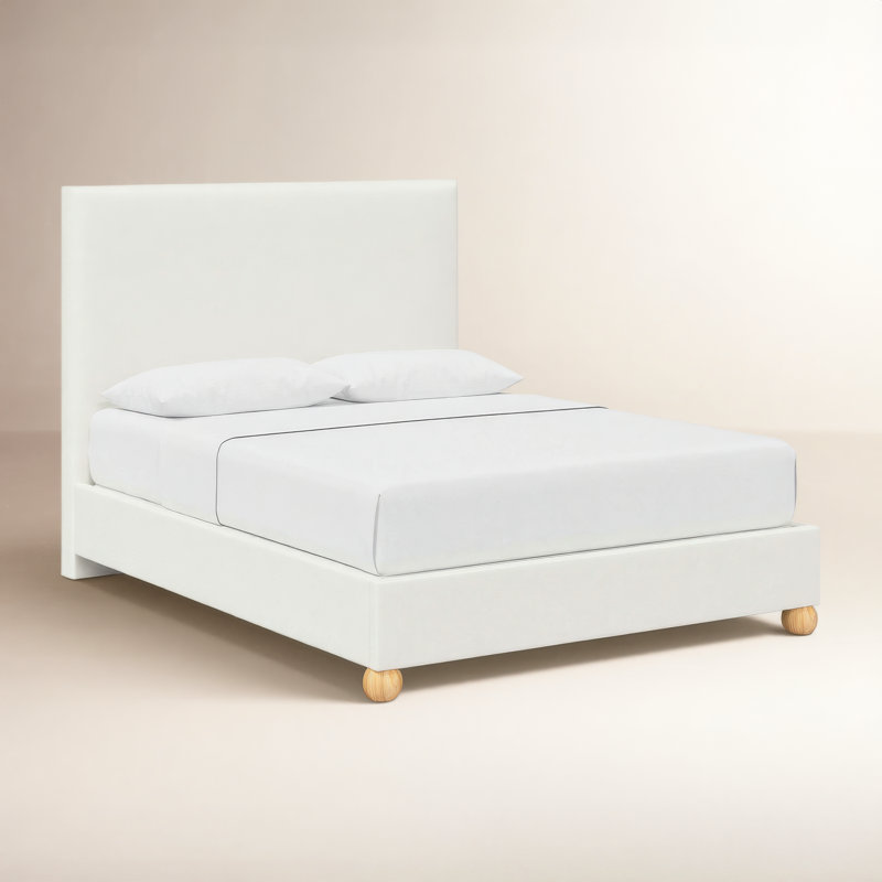 Platform Bed, Queen, Zuma White Textured Linen