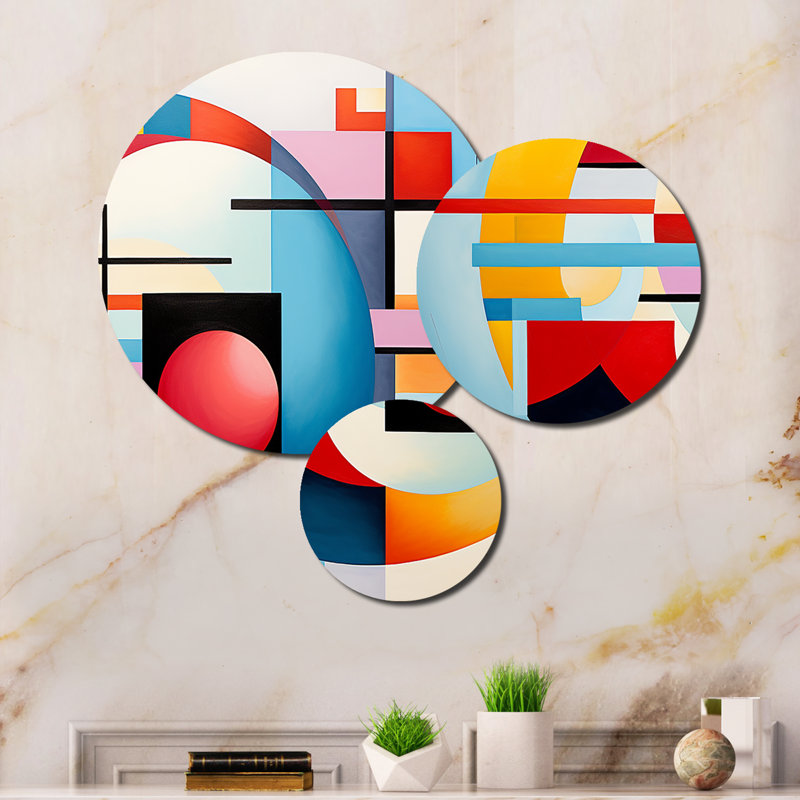 Colorful Suprematism Essence of Pure II - Abstract Suprematism Metal Wall Decor Set