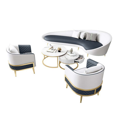 Daivian 4 - Piece Faux Leather Living Room Set by Everly Quinn