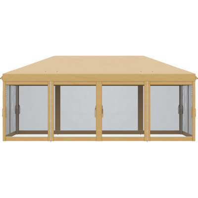 10' X 20' Pop Up Canopy Tent With Netting. Heavy-Duty Sunshade For Patios. Beige. Ideal Party Occasions, Gardens, Blocks And Provides Room. Easy Setup Netting, Heavy Duty Sun Shelter Outdoor, Garden,
