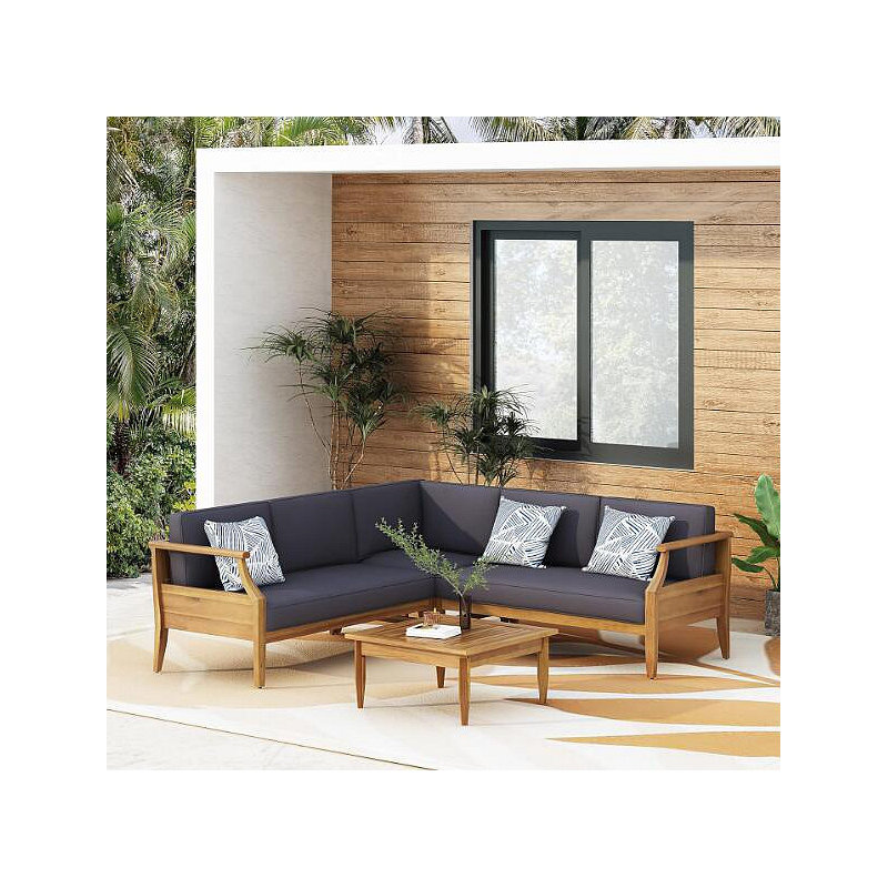 ENSEMBLE DE CANAPÉ 4 PIÈCES ASTON, GRIS FONCÉ