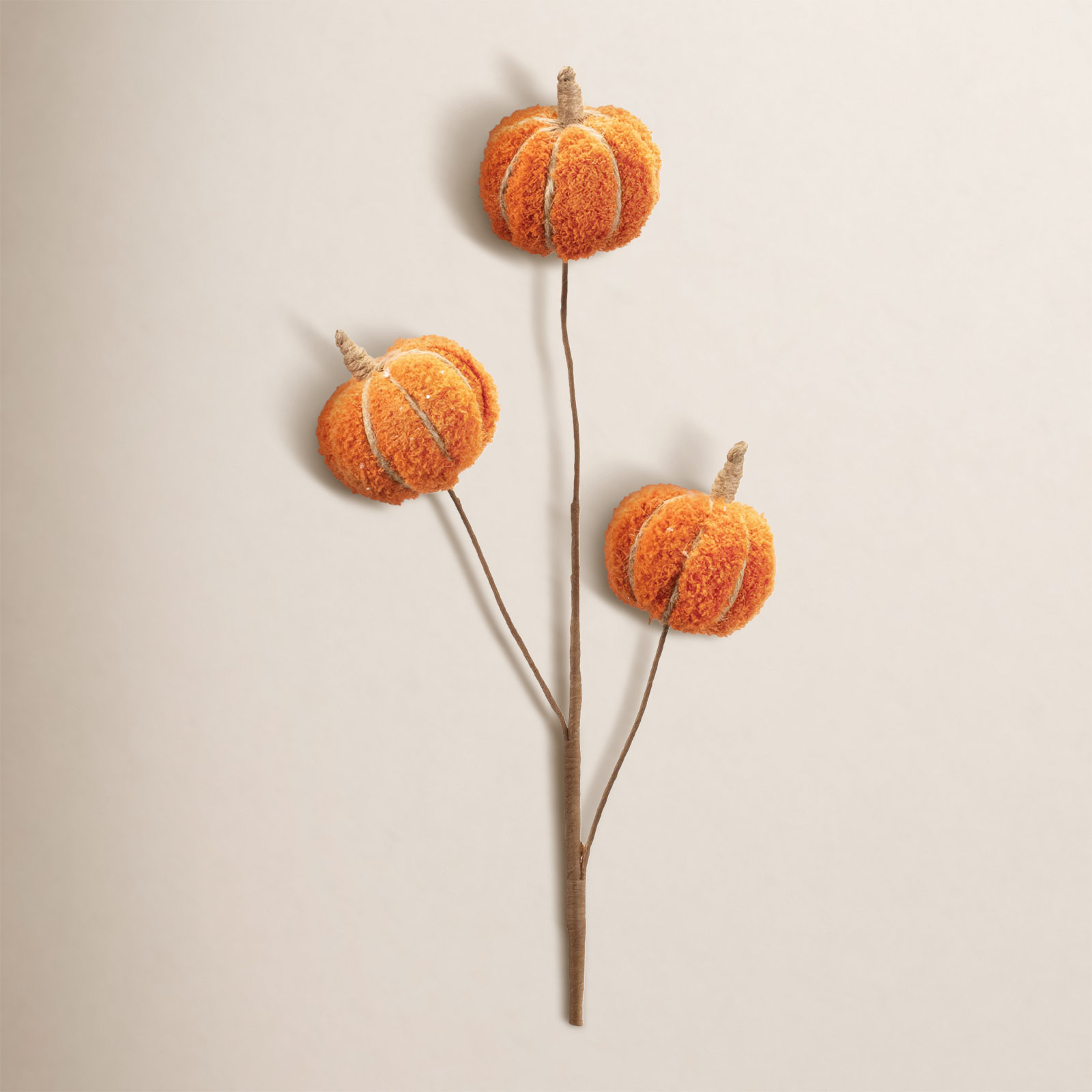 Pumpkin Floral Stems, Orange/Brown, 25.75" H x 8.5" W x 3" D