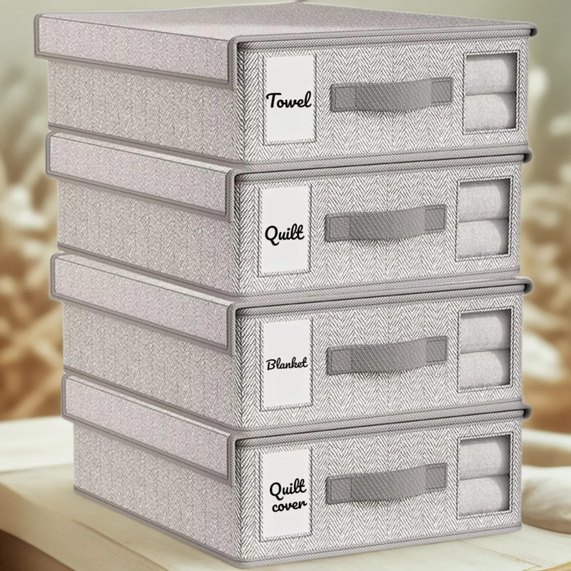 Ensemble organisateur de draps et boîtes de rangement