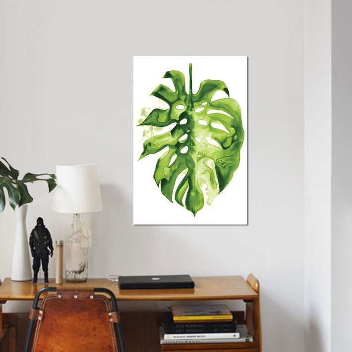 «Monstera II», reproduction sur toile, H 12 po x l 8 po x P 0,75 po, Pas de tapis, Toile tendue