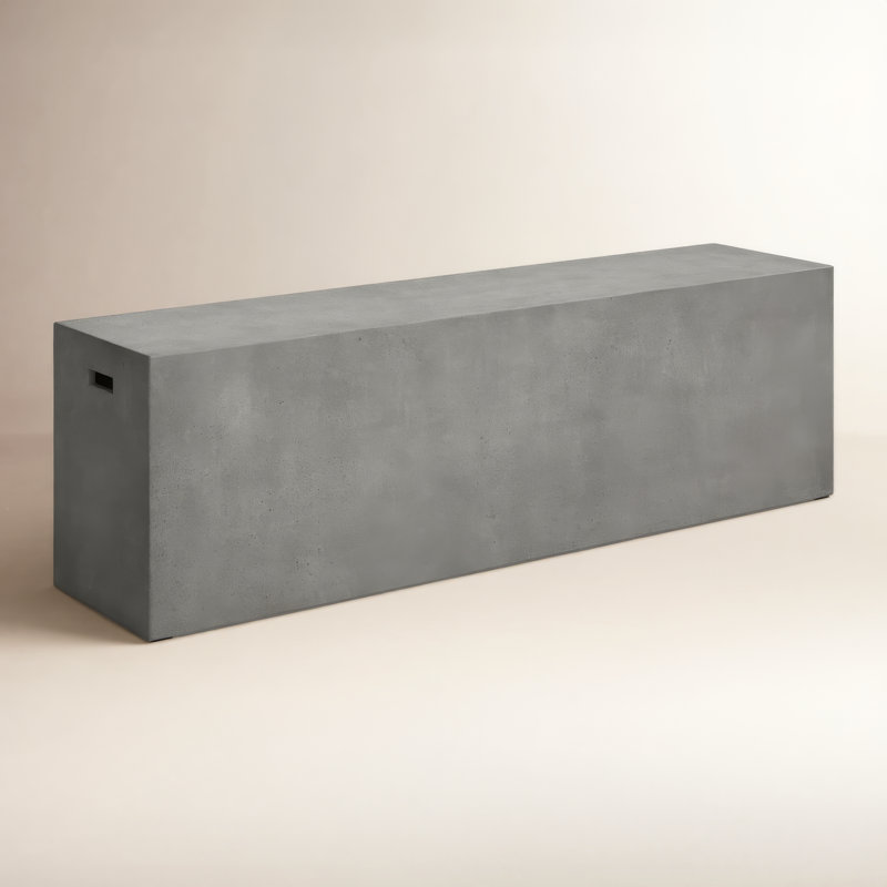 Kareen Concrete Bench, Dark Gray, 18"H x 60" W x 14" D