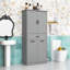 Armoire de rangement minimaliste pour salle de bain avec tablette réglable, paniers à linge et dispositif anti-basculement-1291778091