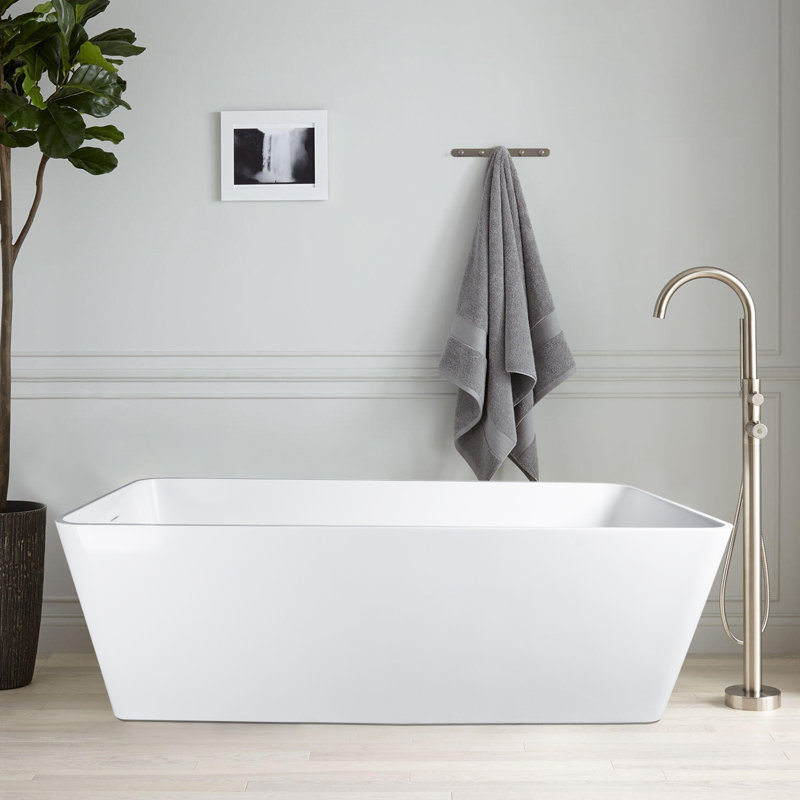 67" x 32" Freestanding Soaking Solid Surface Bathtub, Glossy