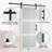 3-Lite Frosted Glass and Wood Panelled Barn Door with Installation Hardware Kit-100001177