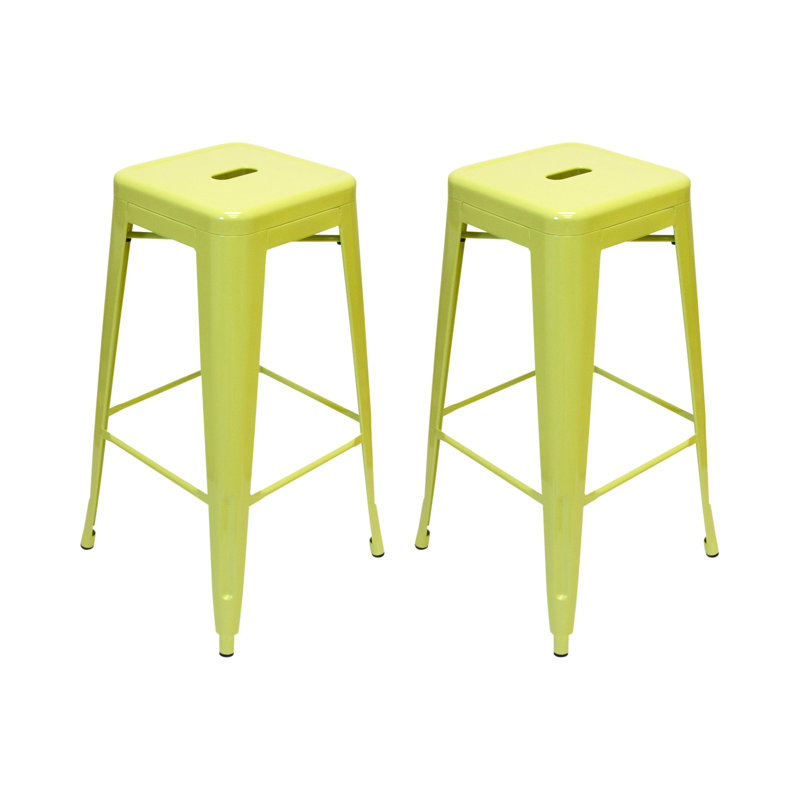 Tabouret de bar et de comptoir Crawford, Jaune, Tabouret de bar (siège d’une hauteur de 30,5 p