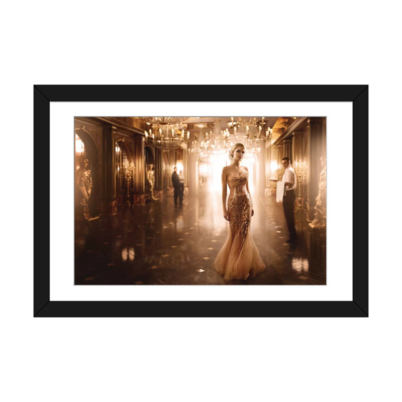 «Gold», impression sur toile, H 16 po x l 24 po x P 1 po, Papier d'art encadré noir, Blanc