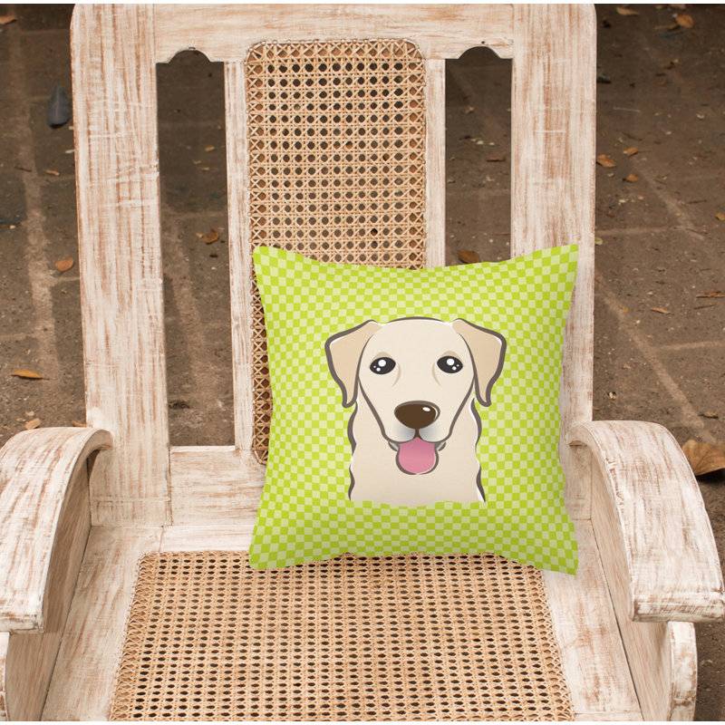  Coussin en damier 14 "Golden Retriever, Vert, 14 po x 14 po