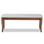 Banc Keino en tissu gris et bois au fini noyer brun, H 18,9 po x l 47,8 po x P 16,1 po