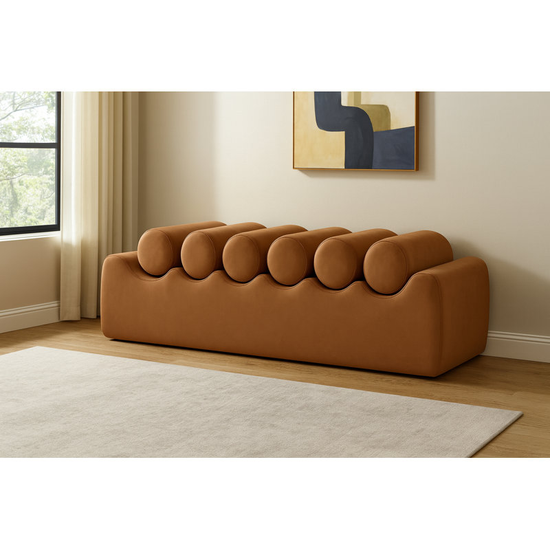Banc en cuir Rumble Vegan, H 16,5 po x l 56 po x P 22 po, Cuir brun végétalien