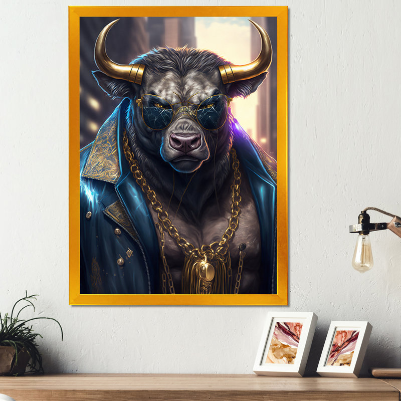«Buffalo Gangster in NYC», impression sur toile, H 20 po x l 12 po x P 1 po, Impression dorée sur toile encadrée