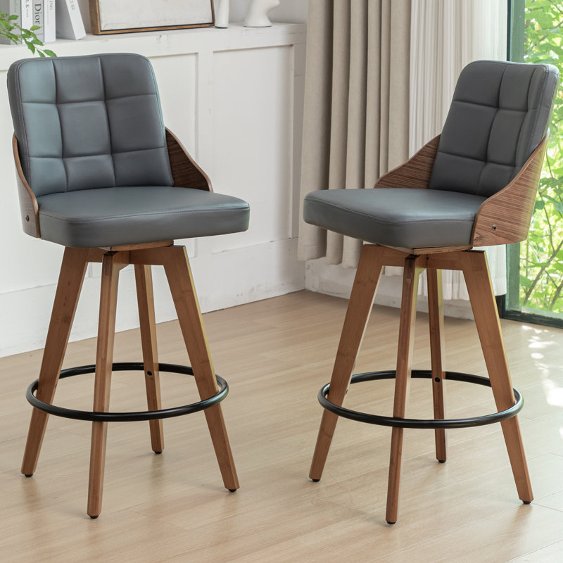 Pautauros Swivel 26" Counter Stools, Gray