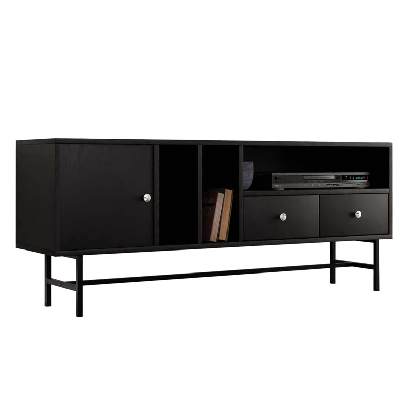 Talos 2‑Drawer 4‑Shelf TV Stand Credenza with Iron Legs – Mid‑Century Modern Media Console & Entertainment Center for 60–65″ TVs