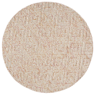 Stathelle Hand Loomed Wool/Cotton Geometric Rug in Ivory/Red