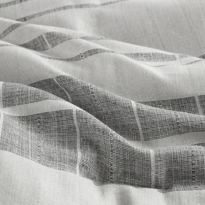 Gray and White Striped Cotton Blend King Bedspread Set