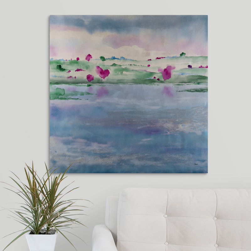 « perle eaux », peinture sur toile, Toile tendue, H 30 po x l 30 po x p 1,25 po