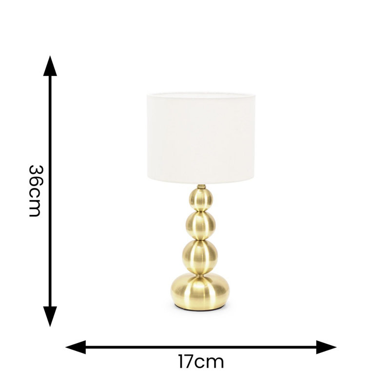 Marissa Stacked Ball Table Lamp Light with LED Bulbs, White, Gold, Set of 2