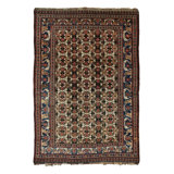 Antique  Lori Rug With Geometric All-Over Medallions In Black And Red