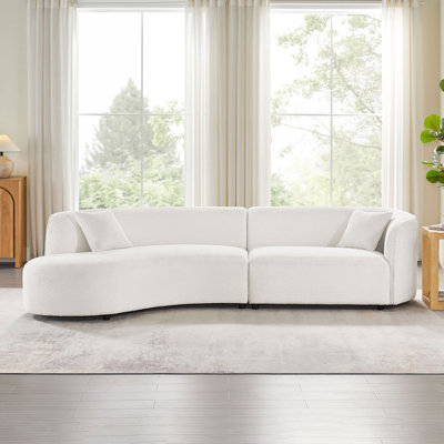 Ensemble de 2 pièces de canapé de salon de luxe de style moderne recouvert de tissu d'ameublement courbé