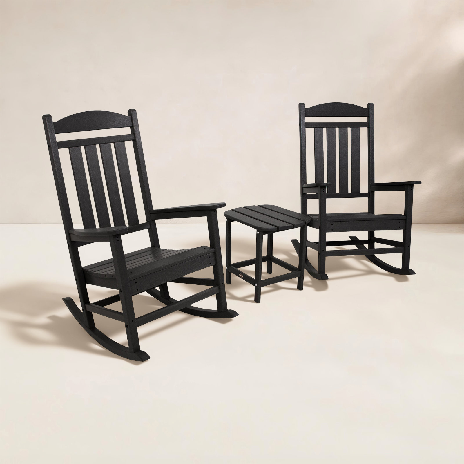 POLYWOOD® Rocker 2-Person Patio Seating Group, Black
