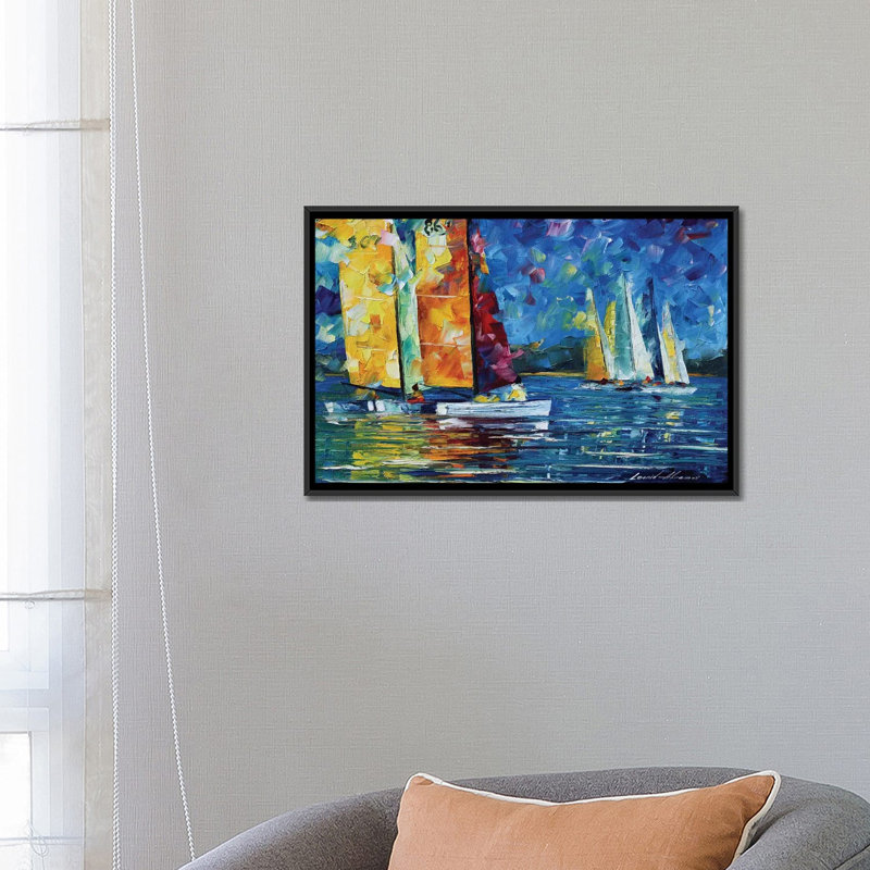 " Close Encounter " by Leonid Afremov, 18" H x 26" W x 1.5" D, Black Framed Canvas, No Mat