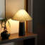 Petite lampe de table moderne en bois massif noir avec abat-jour en polyester pour le salon de la chambre à coucher, ampoule incluse-822501788-822501785