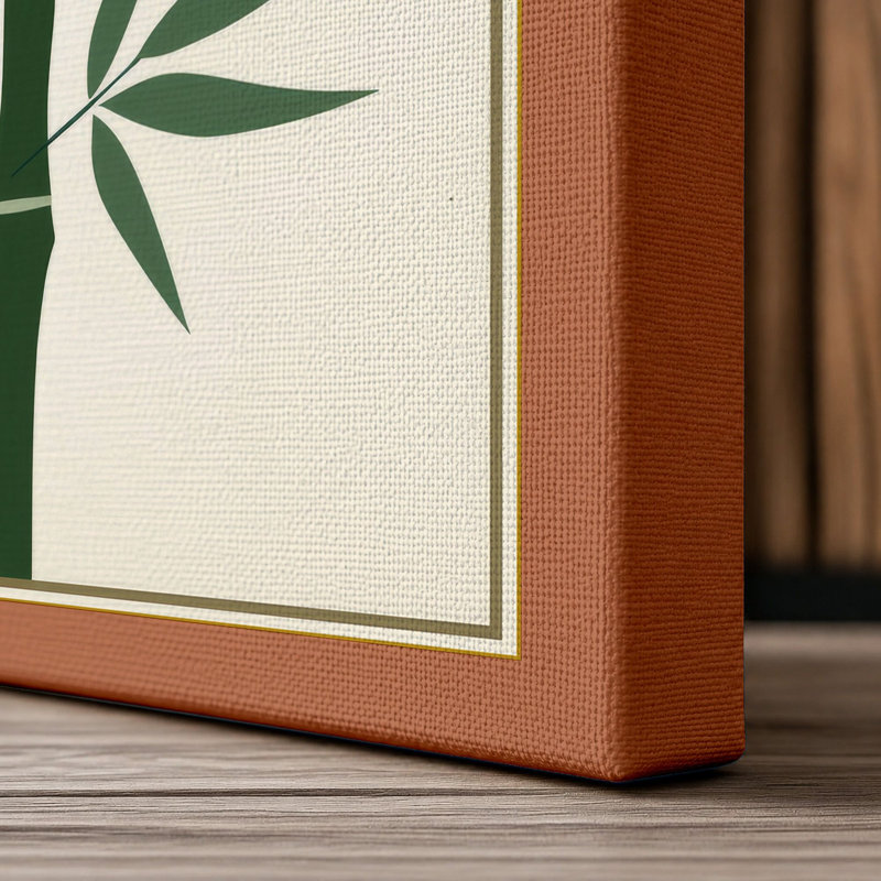 Bamboo Study Japandi - Wrapped Canvas, 30x20 - 76.2 x 50.8 cm, Terracotta Border