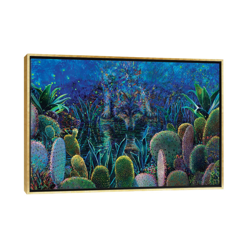 "Lobo Sirocco" par Iris Scott, reproduction d’art, H 40 po x l 60 po x 1,5 po, Toile encadrée d'or, Pas de tapis