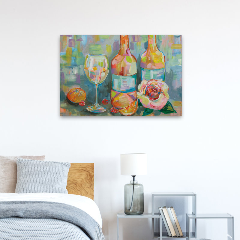 Blue And Coral Blush Art, 24" H x 36" W